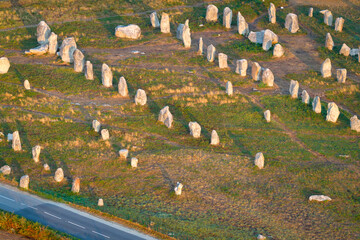 Aerial view of the stones of Carnac in Brittany France
