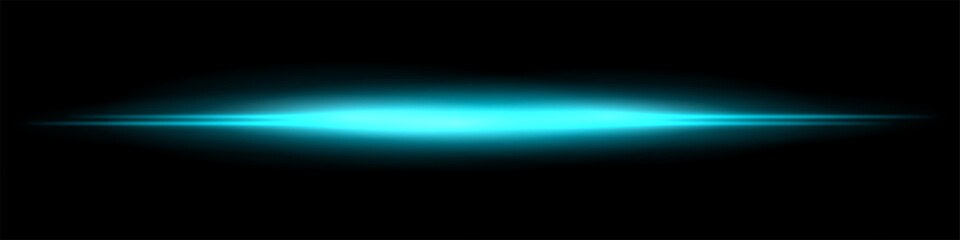 Intense horizontal beam with bright central area and wide fading glow. Clean abstract effect combining sharp and soft contrasts in one direction.