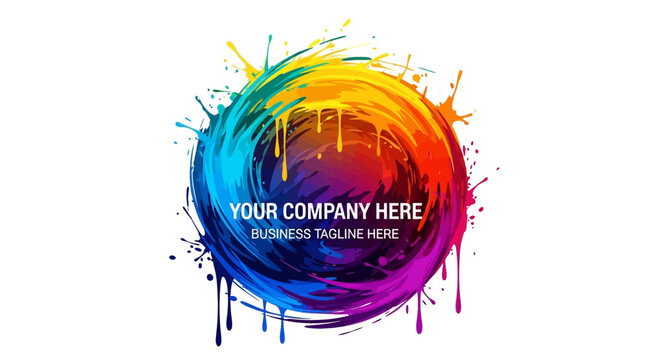 Colorful Abstract Paint Splatter Logo Design with Company Text