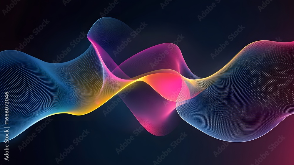 Aufkleber dynamic, flowing lines of vibrant hues create a mesmerizing abstract design on a dark background.