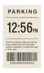 Parking ticket with time stamp