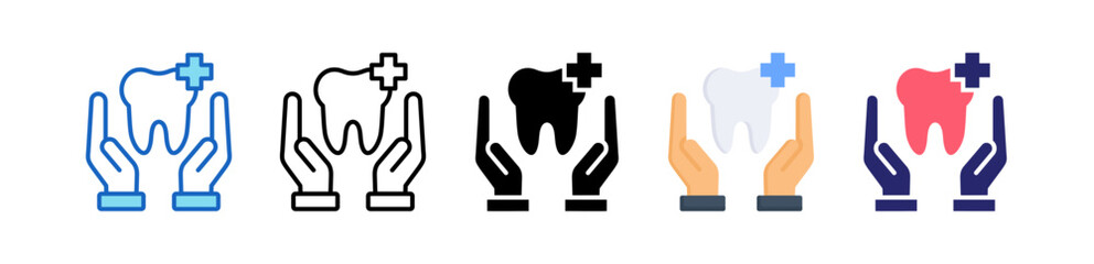 Oral Care Multiple Style Icon Set Collection. 