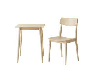 Simple Study Setup Desk and Chair on transparent background