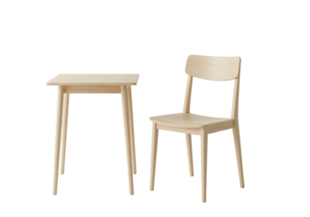 Simple Study Setup Desk and Chair on transparent background