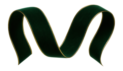 Green velvet ribbon with metallic accents
