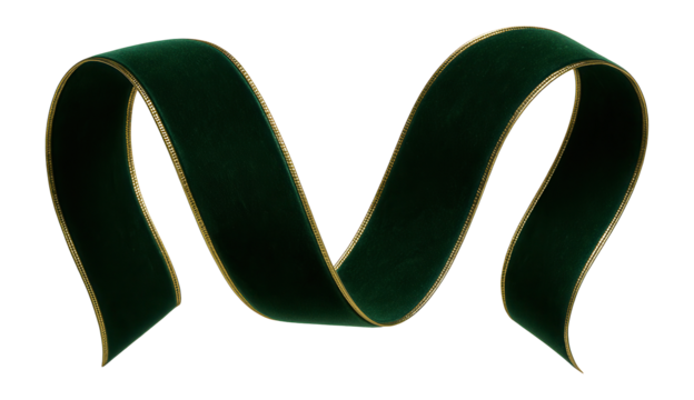Green velvet ribbon with metallic accents