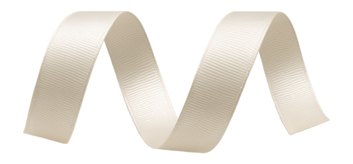 Ivory grosgrain ribbon with metallic finish
