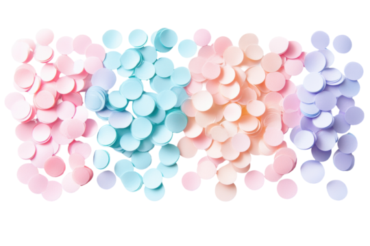 Four cascading strands of delicate pastel flower petals isolated on transparent background. Set of pastel cascading strands isolated on white background, 3d rendering.