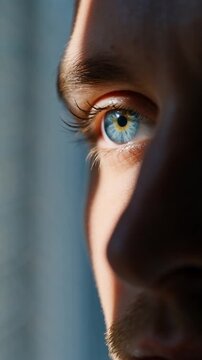 Gros plan sur un &oelig;il bleu clair