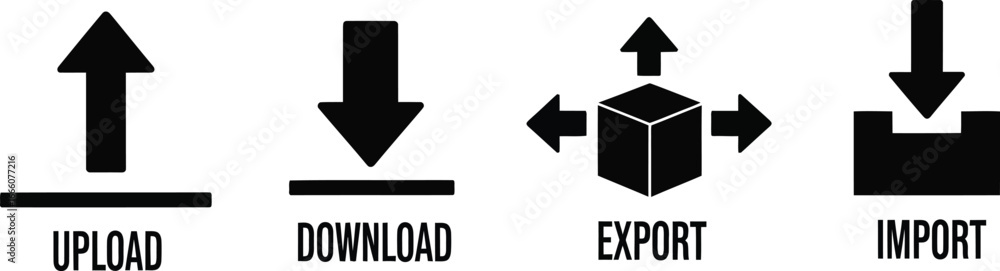 Aufkleber streamline data flow with clear upload download export import icons for business and technology