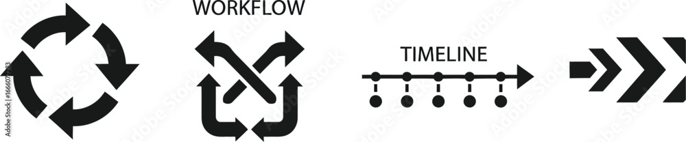 Poster streamline your business with clear process flow and timeline icons for efficient project management