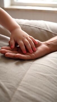 Petite main d'enfant sur une main d'adulte