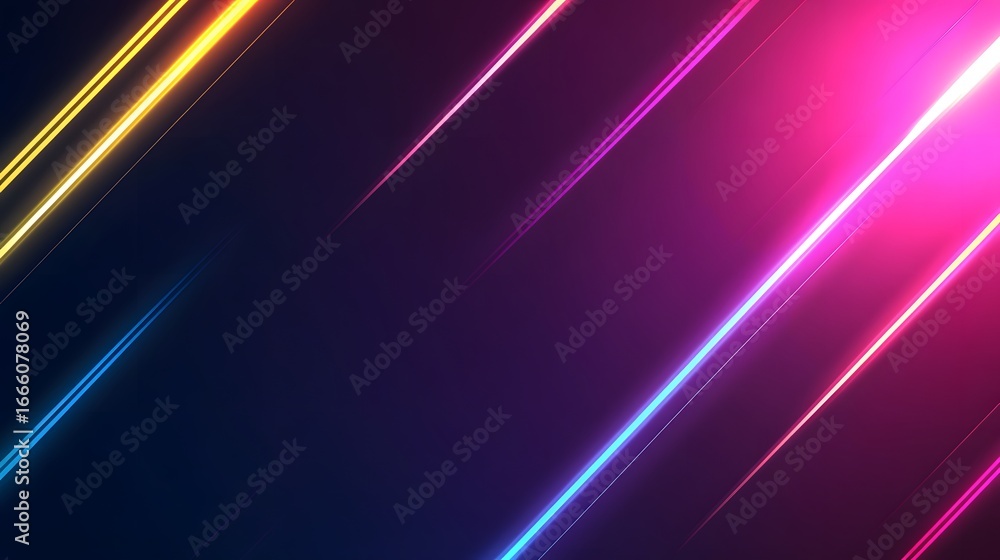 Poster diagonal neon lines create a vibrant and dynamic abstract design.