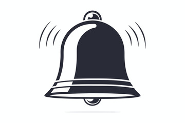 Isolated Dark Bell Ringing Icon on White Background Alert and Signal