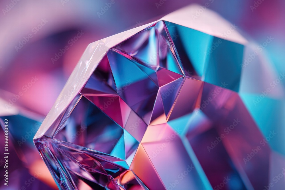 Poster a beautiful, abstract crystal with a mesmerizing display of colors and light.