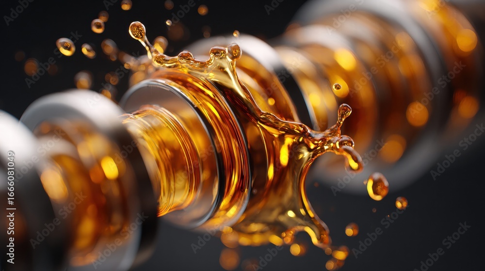Poster close-up of engine components being lubricated with oil for optimal performance.