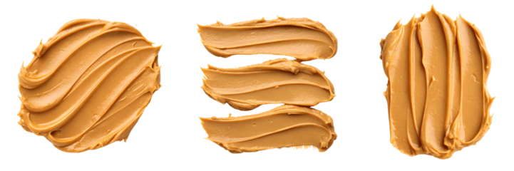 Set For Three smears of peanut butter isolated on transparent background