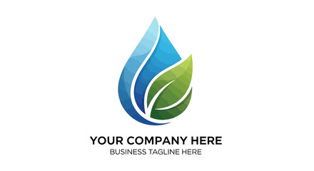 Gradient Water Drop and Leaf Logo Design with Overlapping Elements
