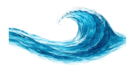 Wave of water with a clear, blue tint