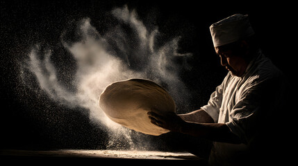 Making Pizza Dough with Artistic Flour Dust