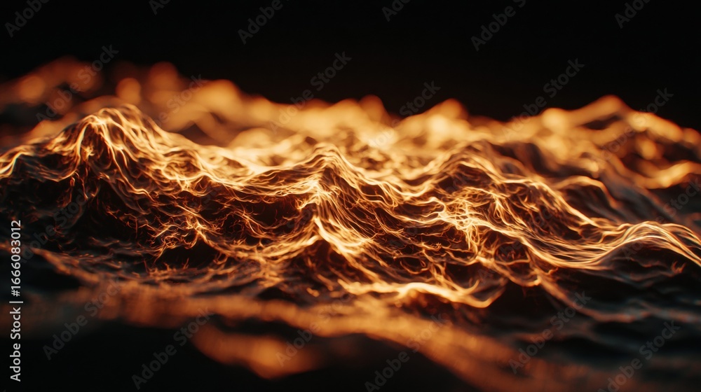 Poster fiery waves of energy surge across the frame, creating a captivating abstract scene with glowing lig