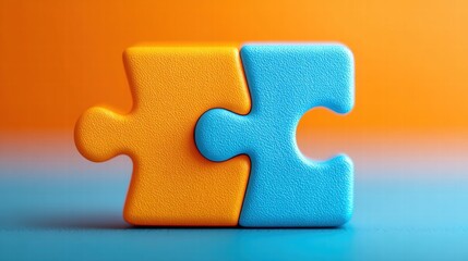 Obraz premium Conceptual image of puzzle pieces connecting, representing teamwork and solutions.