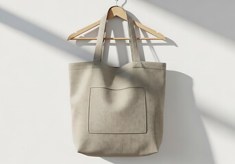 Beige Tote Bag Mockup:  Minimalist Style,  Soft Light,  Studio Shot,  Blank Canvas.