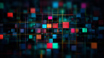 Abstract grid of glowing square digital art with futuristic technology vibe