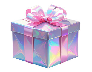 Obraz premium Single pink gift box with bow isolated on white background