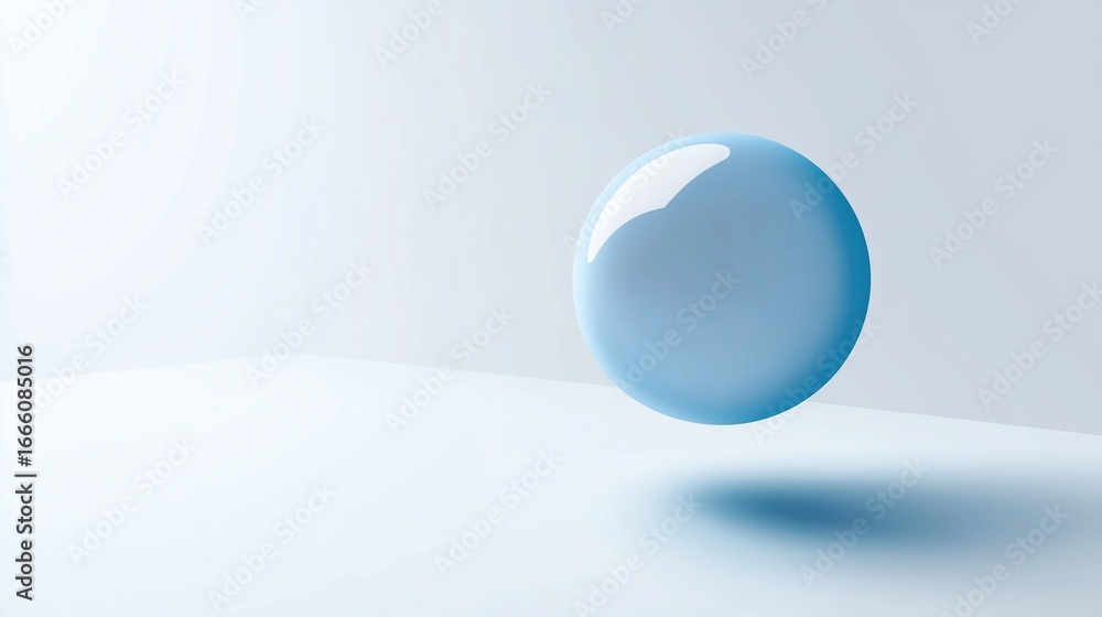 Aufkleber minimalist light gray gradient background with floating blue sphere, modern abstract design for prod