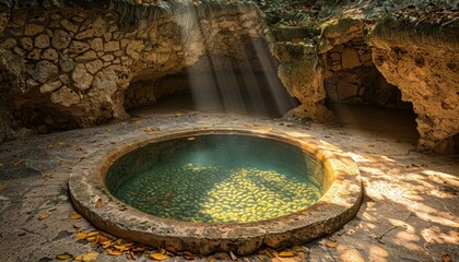 Fototapeta premium Discover the secluded beauty of hidden mountain and its inviting warm springs retreat