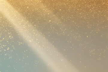 Fototapeta premium Elegant Gold Glitter Background: Shimmering Light Rays on Soft Teal and Beige Gradient.