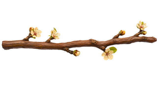 Aaron's rod with almond blossoms, a bible miracle from the book of Numbers, a holy symbol of God's chosen priesthood, a divine sign of life, resurrection and leadership, isolated.
Transparent