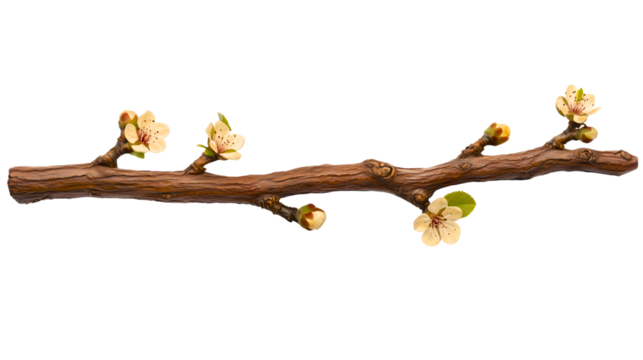 Aaron's rod with almond blossoms, a bible miracle from the book of Numbers, a holy symbol of God's chosen priesthood, a divine sign of life, resurrection and leadership, isolated.
Transparent