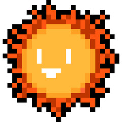 Cartoon Pixel Smile Face Sun Character