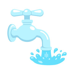 Illustration of a Running Faucet with Water