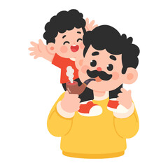 Father Giving Son Piggyback Ride