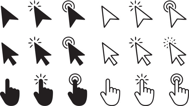 Cursor pointer click vector set collection design graphic illustration