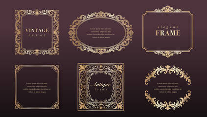 Set of Elegant Gold Vintage Frames – Ornamental Decorative Borders
