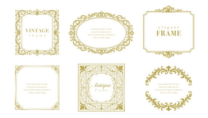 Set of Elegant Gold Vintage Frames – Ornamental Decorative Borders
