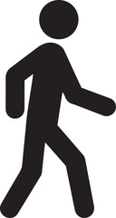 A simple black stick figure walking to the right on a white background