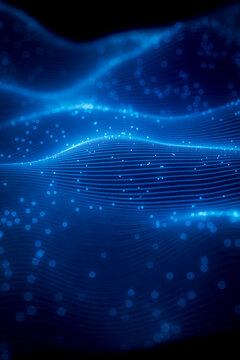 Abstract blue digital waves visualizing streaming data technology