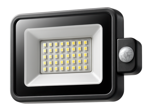 Rectangular LED floodlight with motion sensor