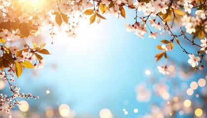 a beautiful blossom with blur bokeh and sun flare background. The picture showcase nature beauty