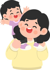 mother giving her daughter a piggyback ride