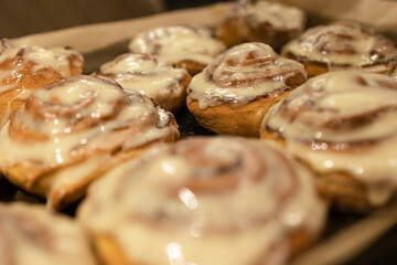 hot buns with cinnamon and cream