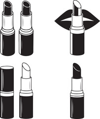 Lipstick silhouette vector art illustration, Shapes Collection Isolated on White Background