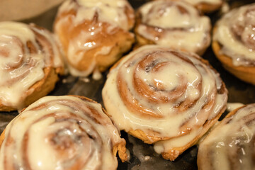 hot buns with cinnamon and cream