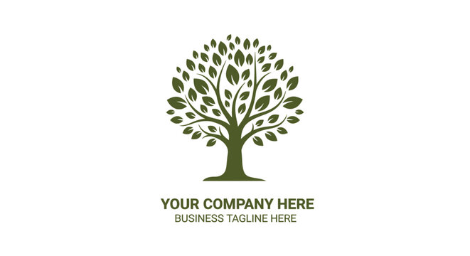 Stylized Green Tree Logo Design for Company Branding