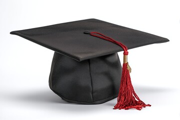Graduation Cap Against a Plain White Backdrop